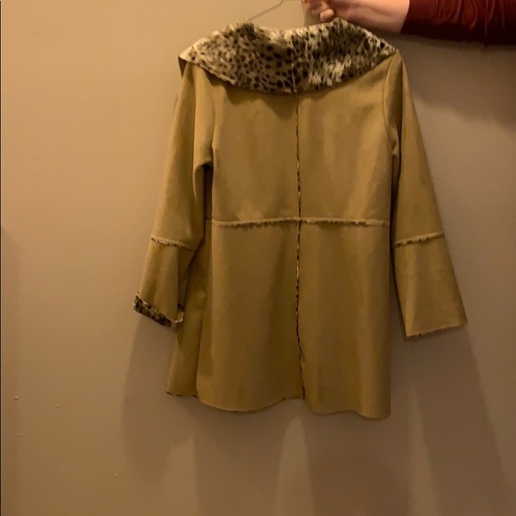 Faux suede leopard and tan coat. - Picture 2 of 3